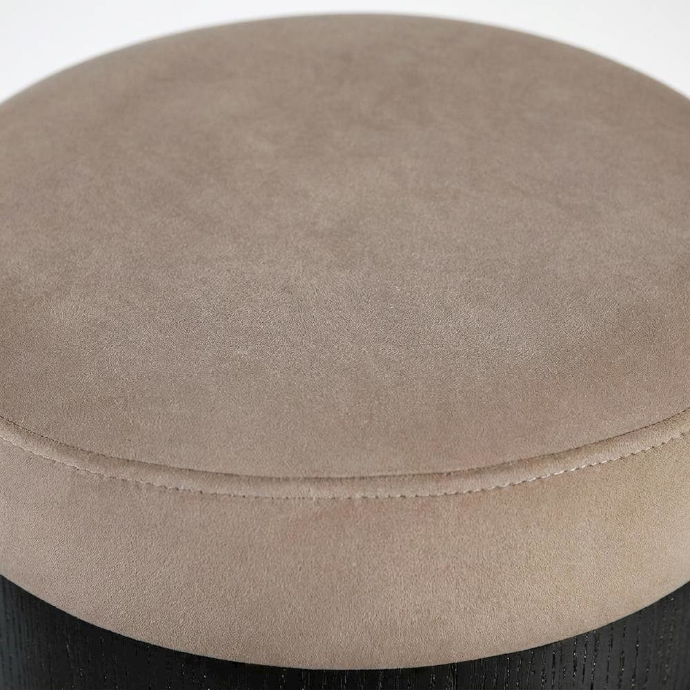 Velvet Backless Counter Stool, Round Seat, 3-Leg Base, Taupe