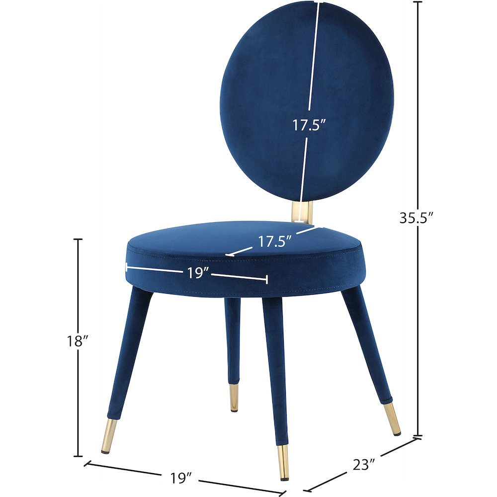 Brandy Navy Velvet Dining Chair, Set of 2