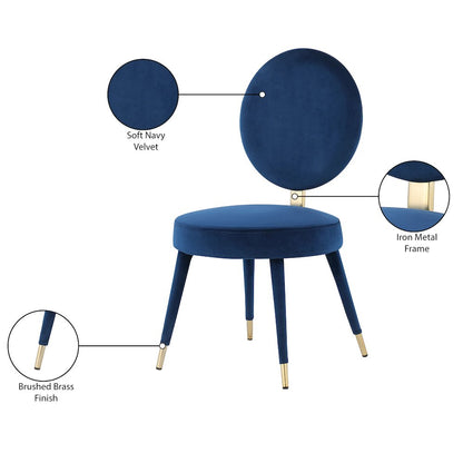 Brandy Navy Velvet Dining Chair, Set of 2