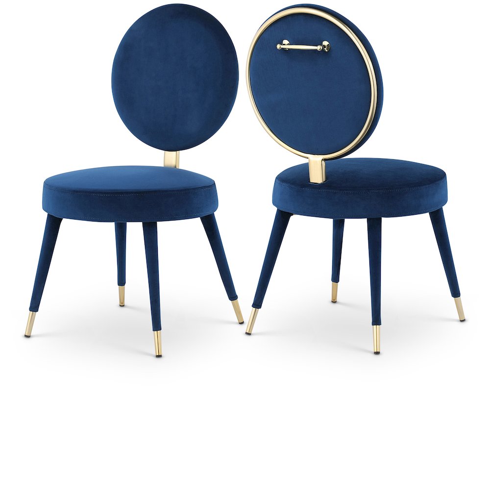 Brandy Navy Velvet Dining Chair, Set of 2