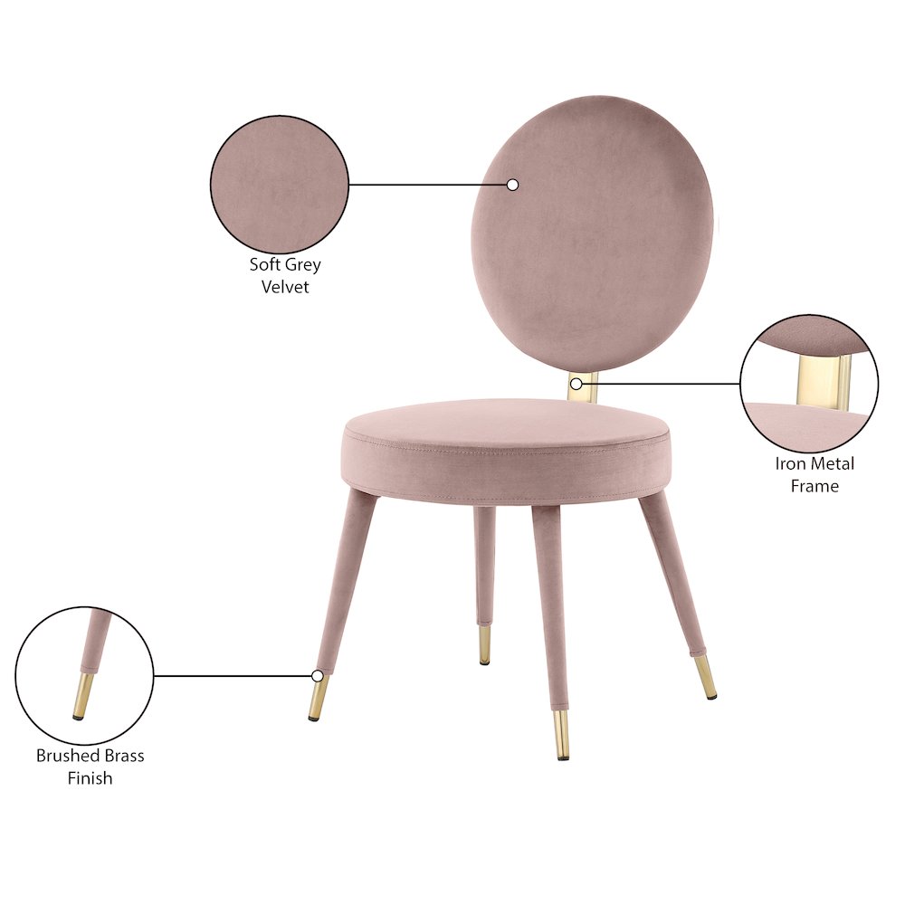 Brandy Pink Velvet Dining Chair, Set of 2