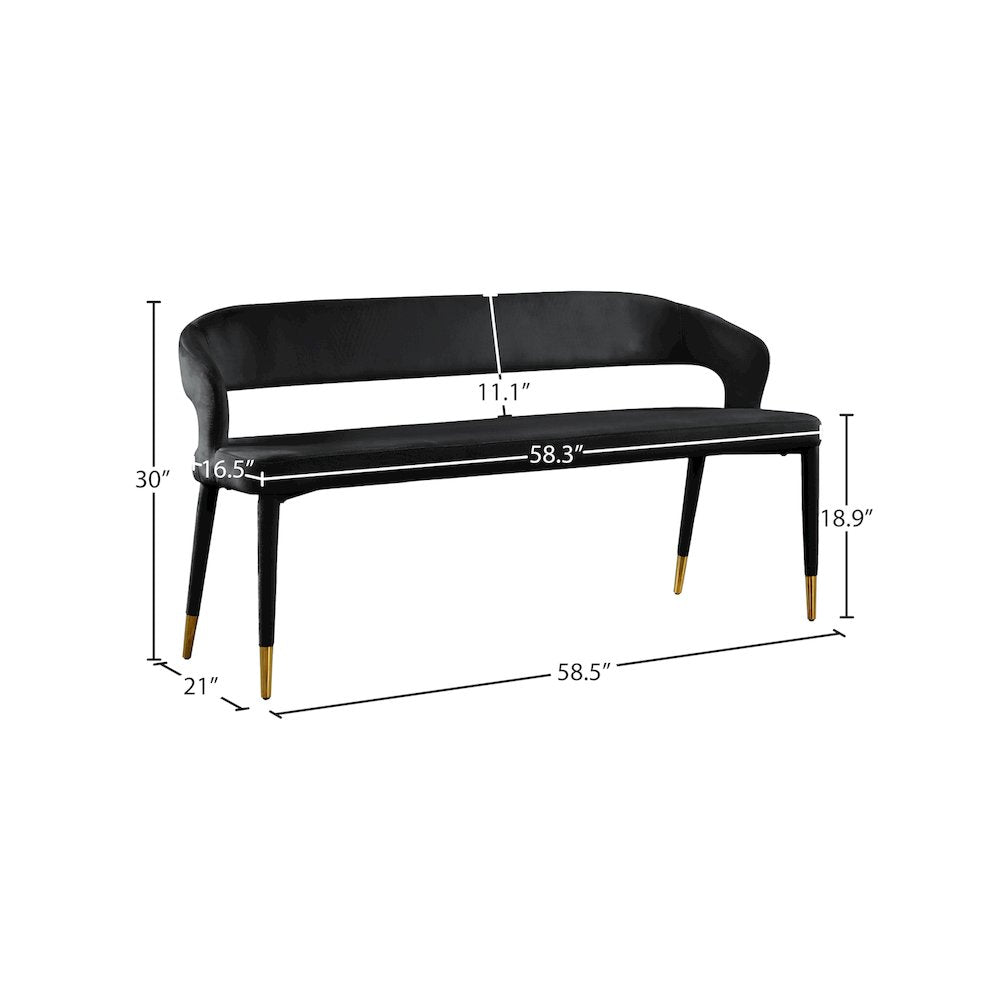 Destiny Black Velvet Bench