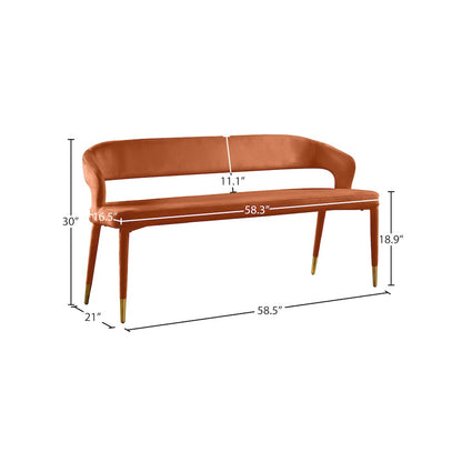 Destiny Cognac Velvet Bench