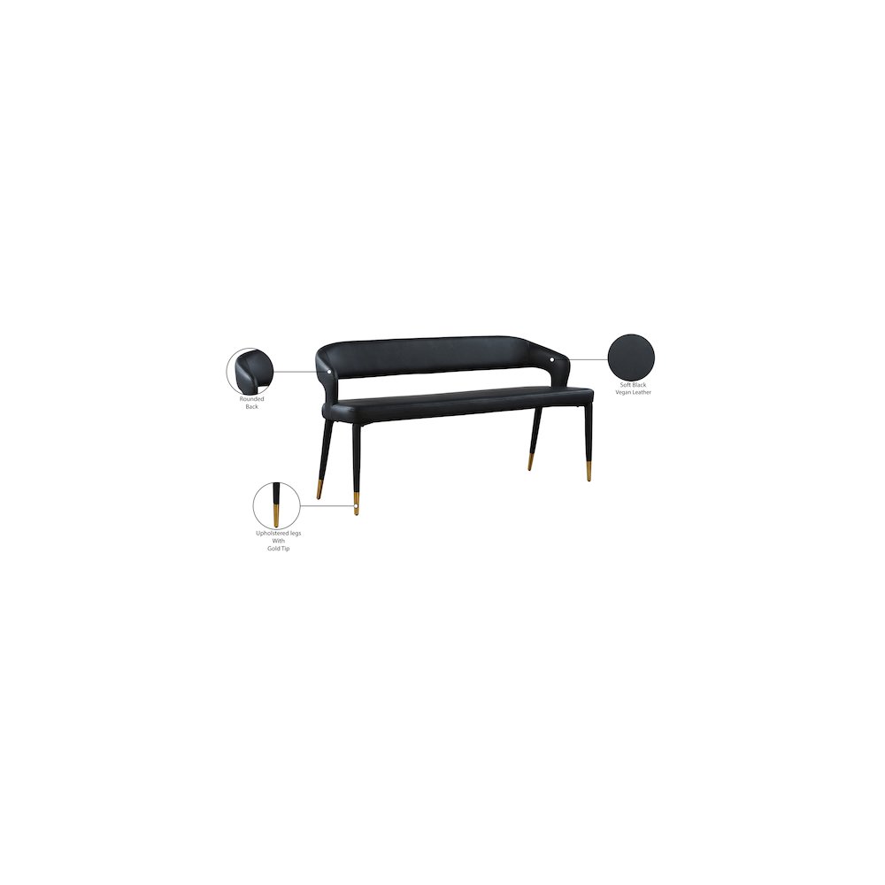 Destiny Black Vegan Leather Bench