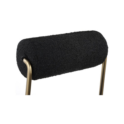 Carly Black Vegan Leather Seat / Boucle Fabric Back Dining Chair, Set of 2