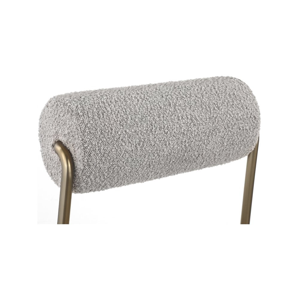 Carly Taupe Vegan Leather Seat / Boucle Fabric Back Dining Chair, Set of 2