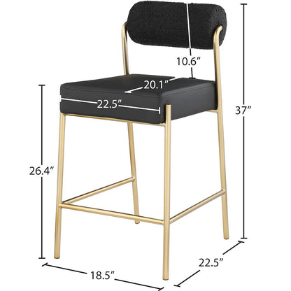 Carly Black Vegan Leather Seat / Boucle Fabric Back Counter Stool
