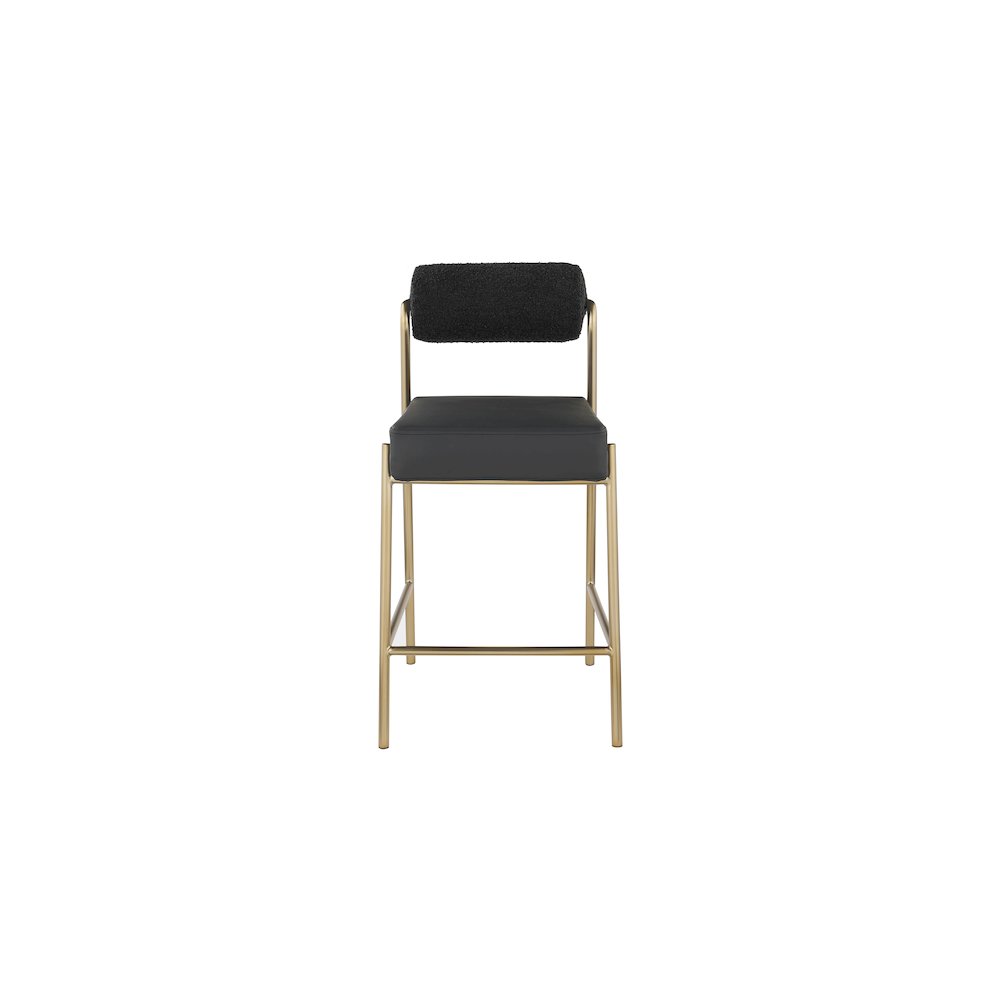Carly Black Vegan Leather Seat / Boucle Fabric Back Counter Stool