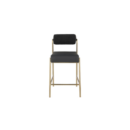 Carly Black Vegan Leather Seat / Boucle Fabric Back Counter Stool