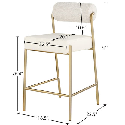 Carly Cream Vegan Leather Seat / Boucle Fabric Back Counter Stool