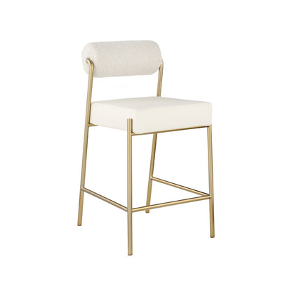 Carly Cream Vegan Leather Seat / Boucle Fabric Back Counter Stool