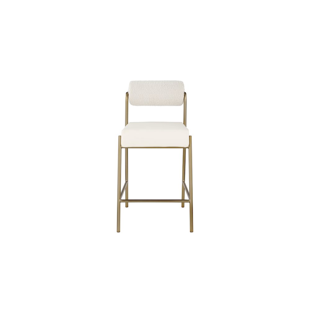 Carly Cream Vegan Leather Seat / Boucle Fabric Back Counter Stool