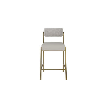 Carly Taupe Vegan Leather Seat / Boucle Fabric Back Counter Stool