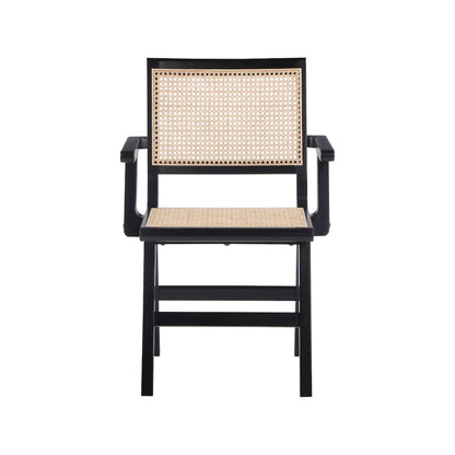 Preston Black Wood Dining Arm Chair, Set of 2