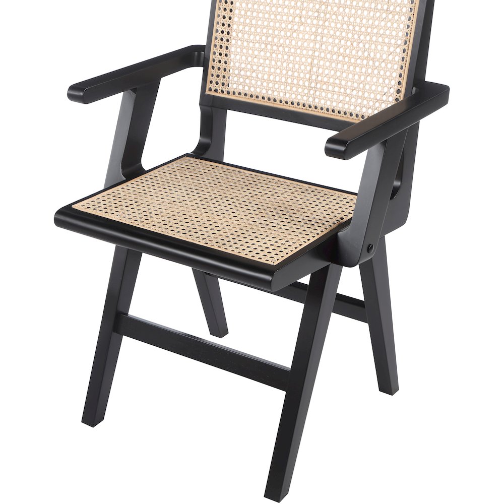 Preston Black Wood Dining Arm Chair, Set of 2