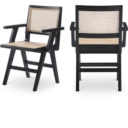 Preston Black Wood Dining Arm Chair, Set of 2