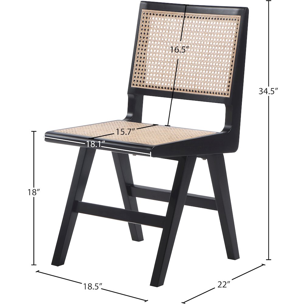 Preston Black Wood Dining Side Chair, Set of 2