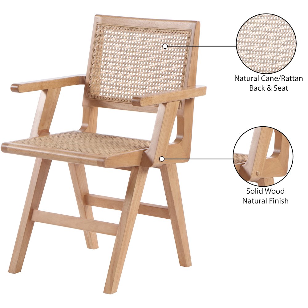 Preston Natural Wood Dining Arm Chair, Set of 2
