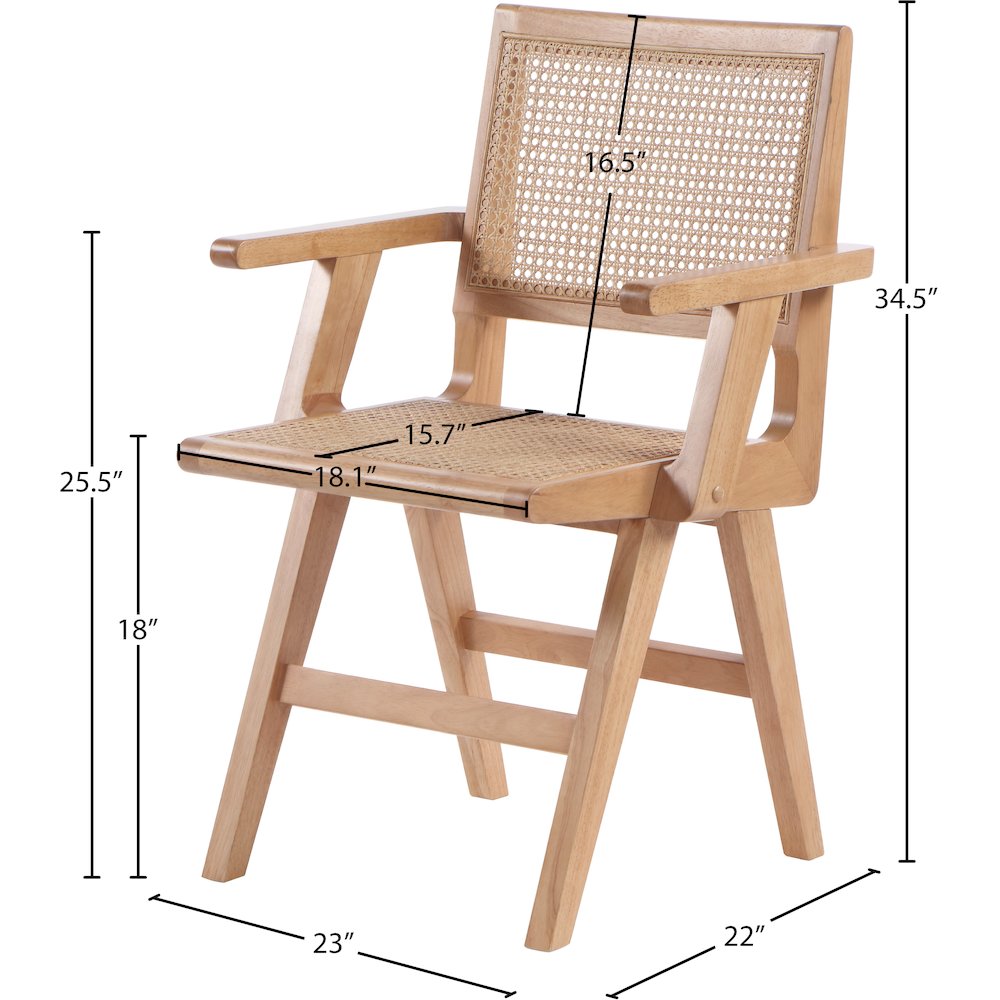 Preston Natural Wood Dining Arm Chair, Set of 2