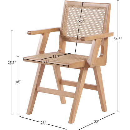 Preston Natural Wood Dining Arm Chair, Set of 2