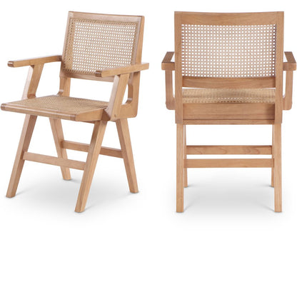 Preston Natural Wood Dining Arm Chair, Set of 2