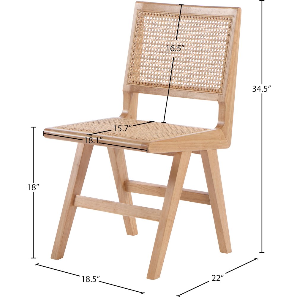 Preston Natural Wood Dining Side Chair, Set of 2
