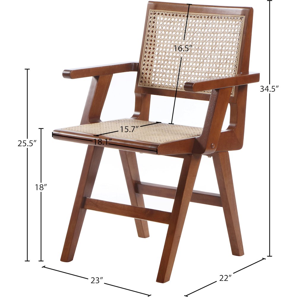 Preston Walnut Wood Dining Arm Chair, Set of 2