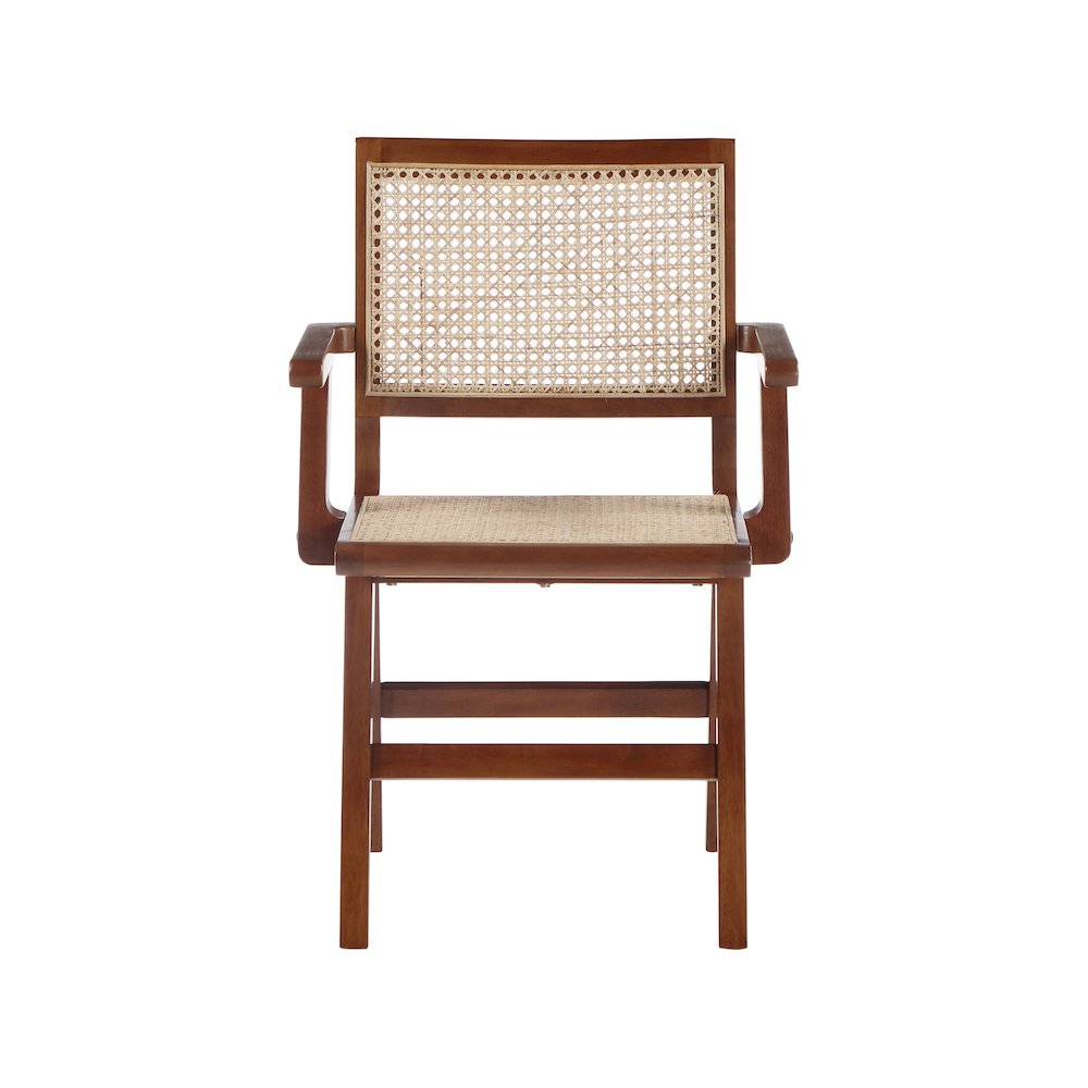 Preston Walnut Wood Dining Arm Chair, Set of 2