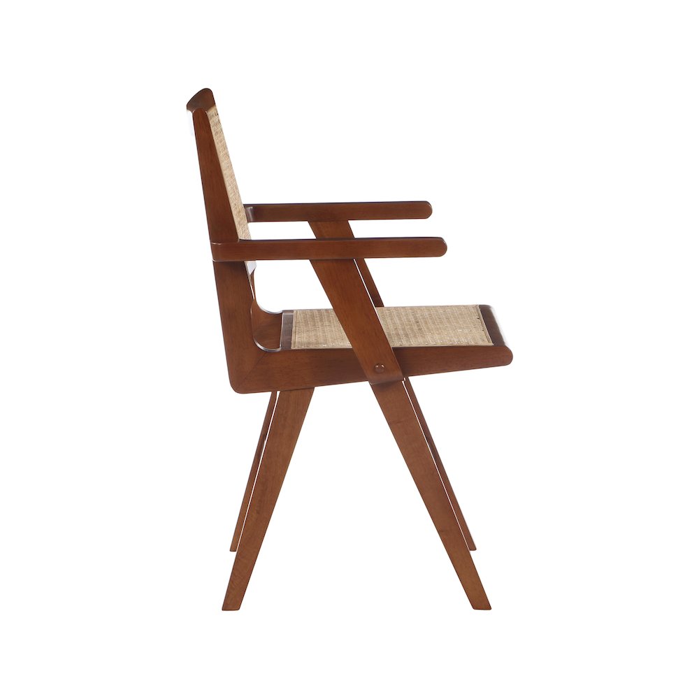 Preston Walnut Wood Dining Arm Chair, Set of 2