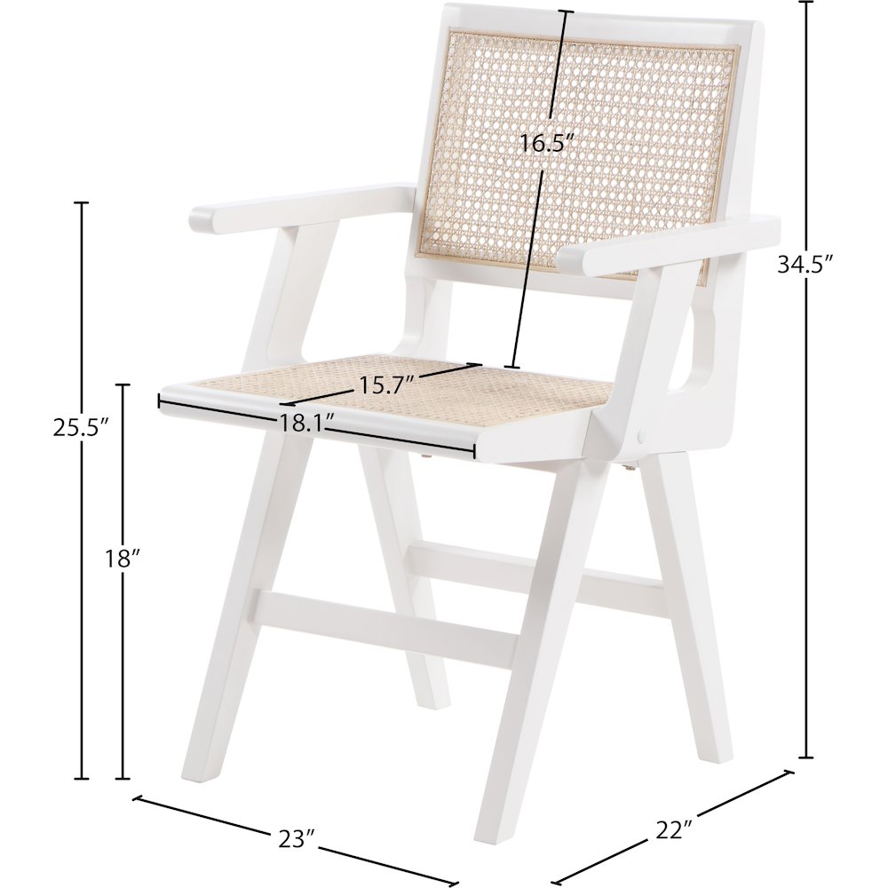 Preston White Wood Dining Arm Chair, Set of 2