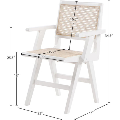 Preston White Wood Dining Arm Chair, Set of 2