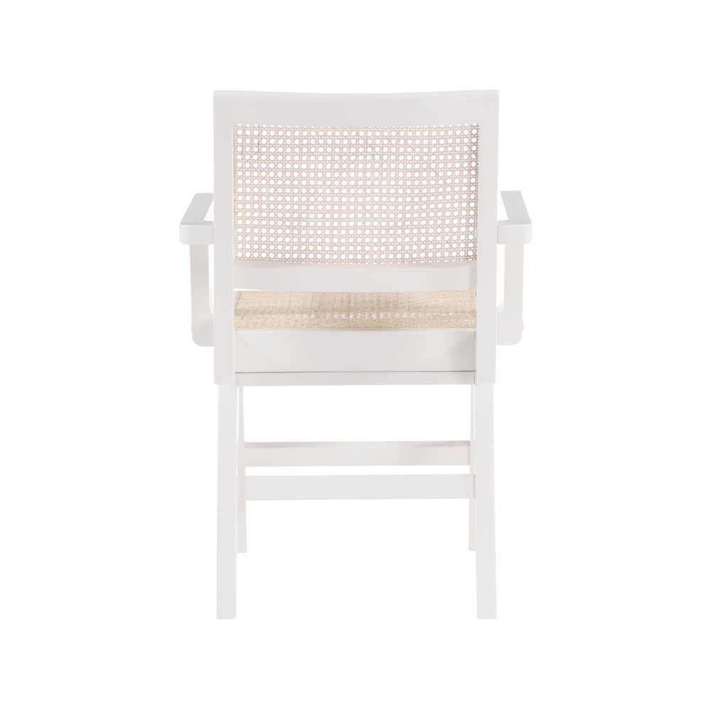 Preston White Wood Dining Arm Chair, Set of 2