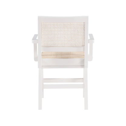 Preston White Wood Dining Arm Chair, Set of 2