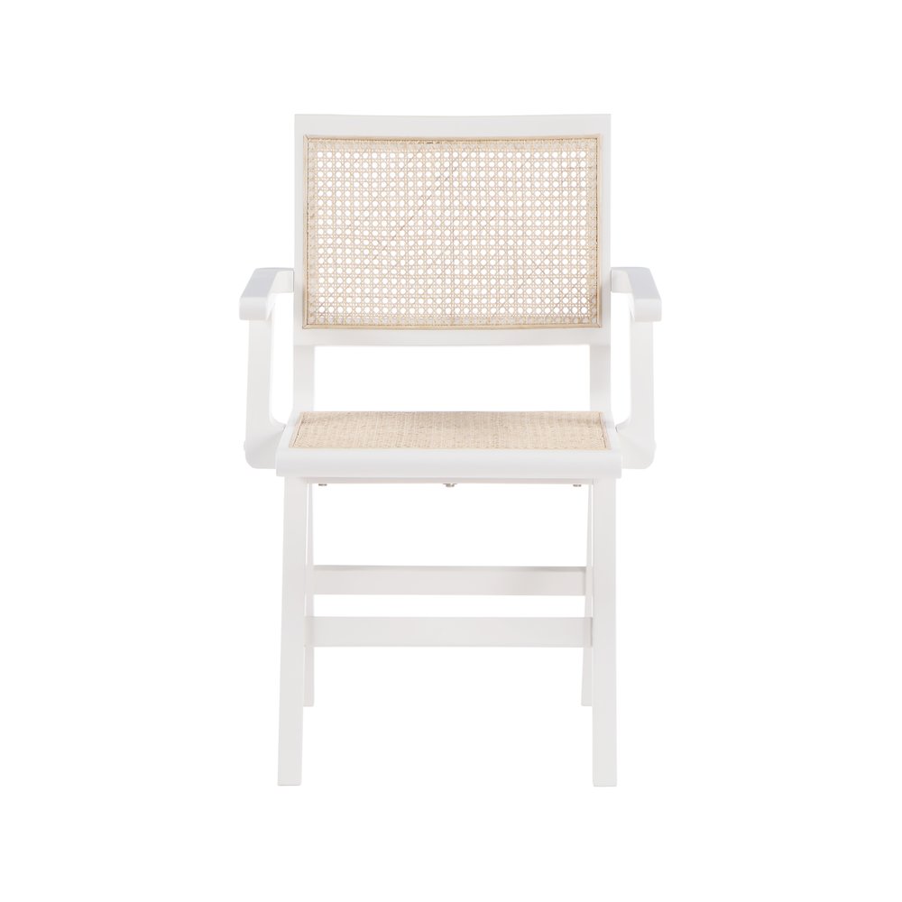 Preston White Wood Dining Arm Chair, Set of 2
