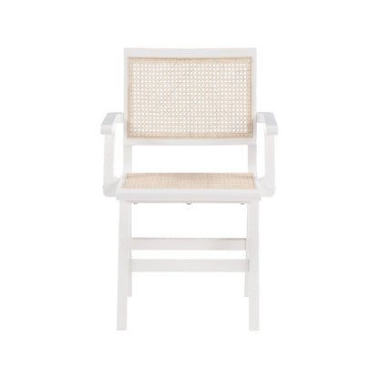 Preston White Wood Dining Arm Chair, Set of 2