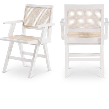 Preston White Wood Dining Arm Chair, Set of 2
