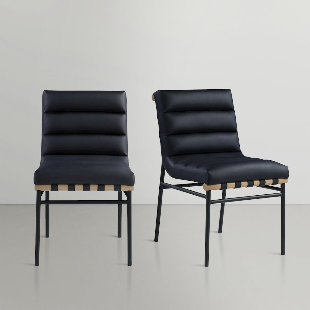 Burke Black Vegan Leather Dining Chair, Set of 2