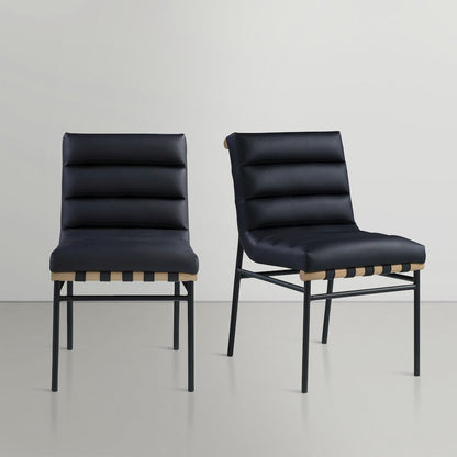 Burke Black Vegan Leather Dining Chair, Set of 2