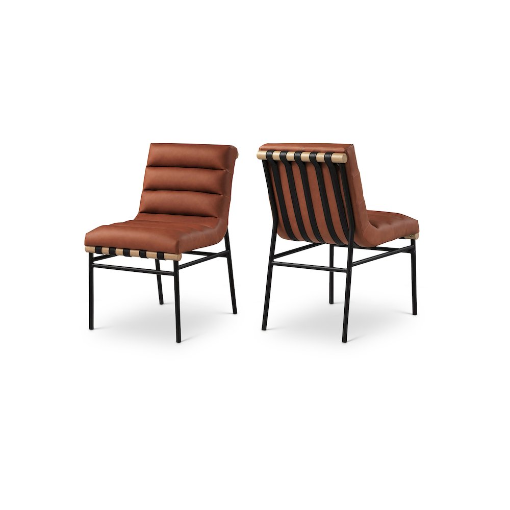 Burke Cognac Vegan Leather Dining Chair, Set of 2
