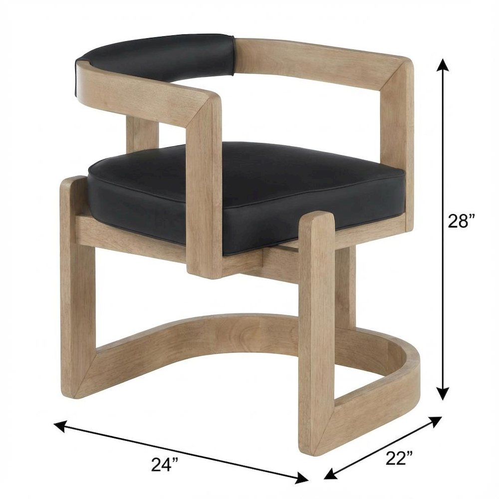 Dining Chair Neutral Wire Brush with Vegan Leather Seat and Contemporary Design