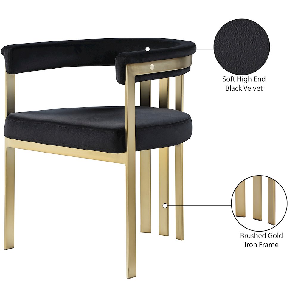 Marcello Black Velvet Dining Chair, Set of 2