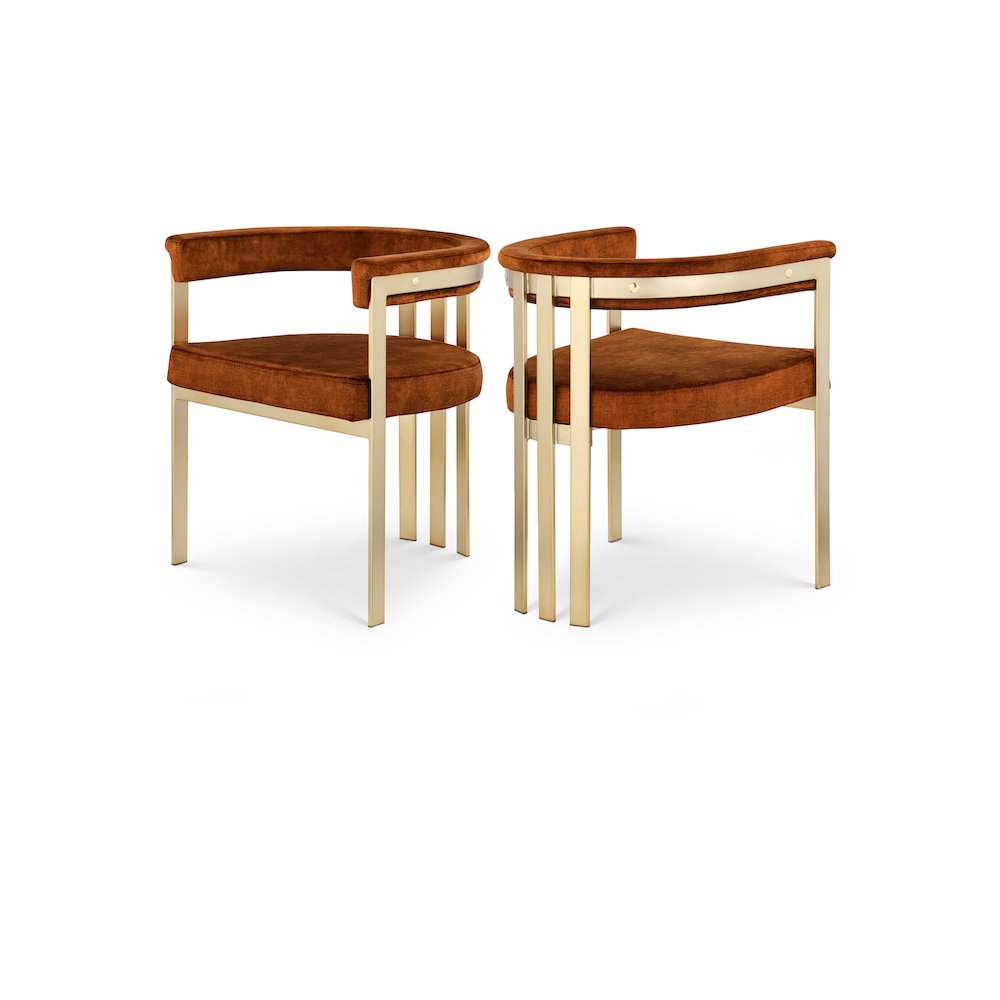 Marcello Cognac Velvet Dining Chair, Set of 2
