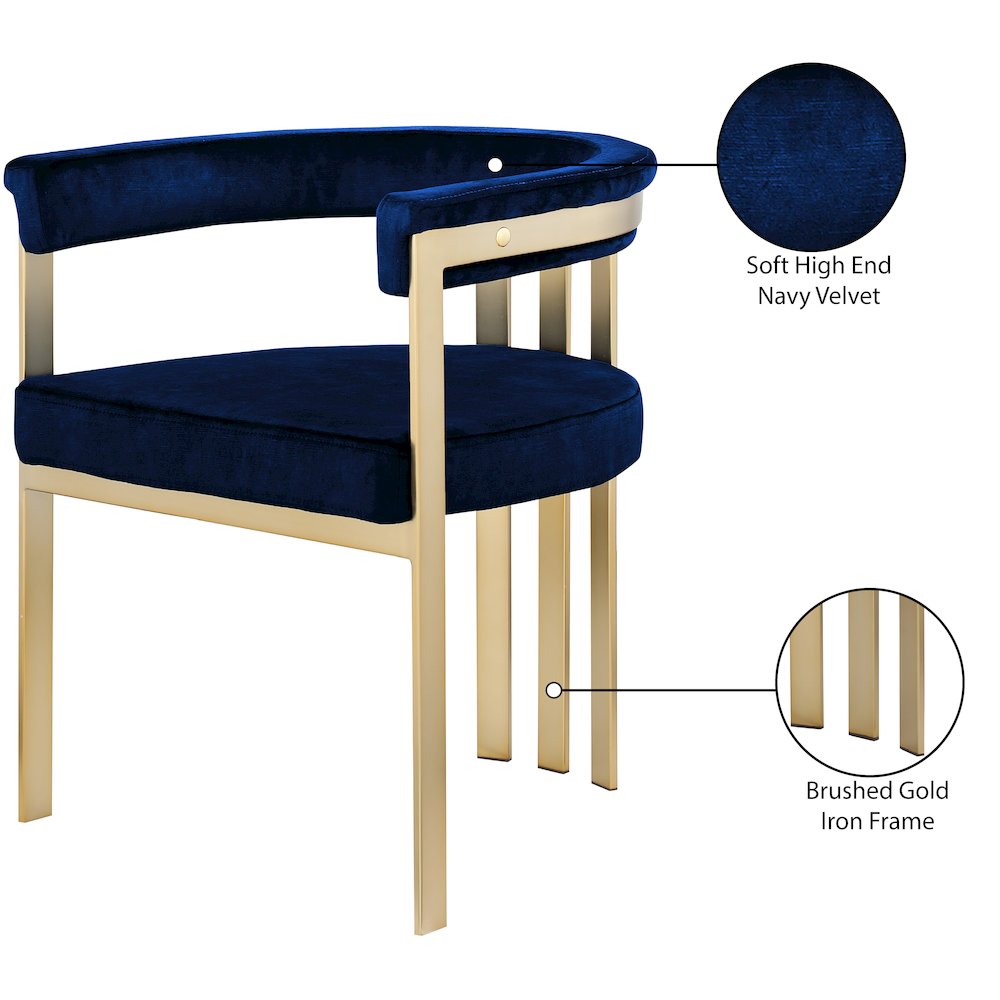 Marcello Navy Velvet Dining Chair, Set of 2