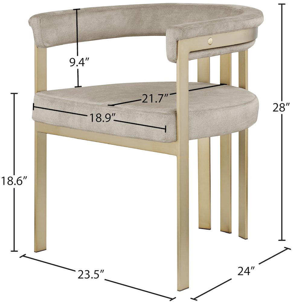 Marcello Stone Colored Velvet Dining Chair, Set of 2