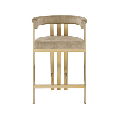 Marcello Beige Velvet Counter Stool, Set of 2