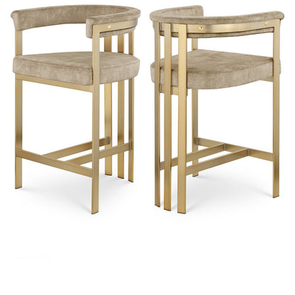 Marcello Beige Velvet Counter Stool, Set of 2