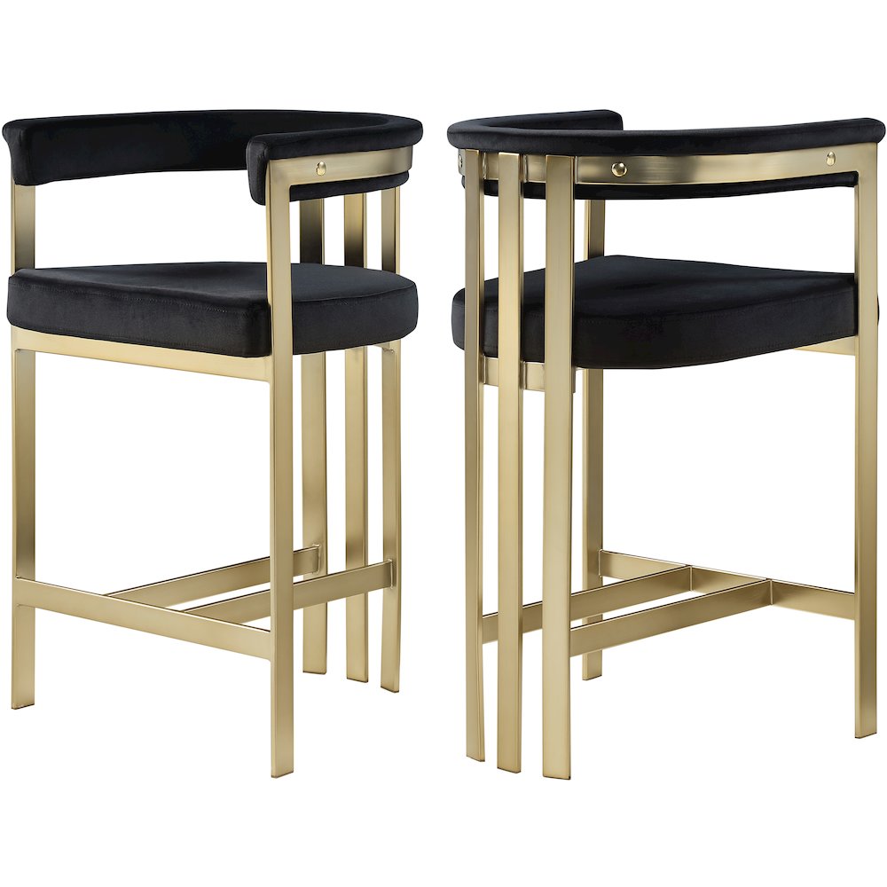 Marcello Black Velvet Counter Stool, Set of 2