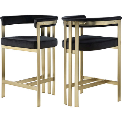 Marcello Black Velvet Counter Stool, Set of 2