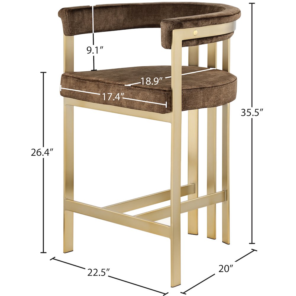 Marcello Brown Velvet Counter Stool, Set of 2