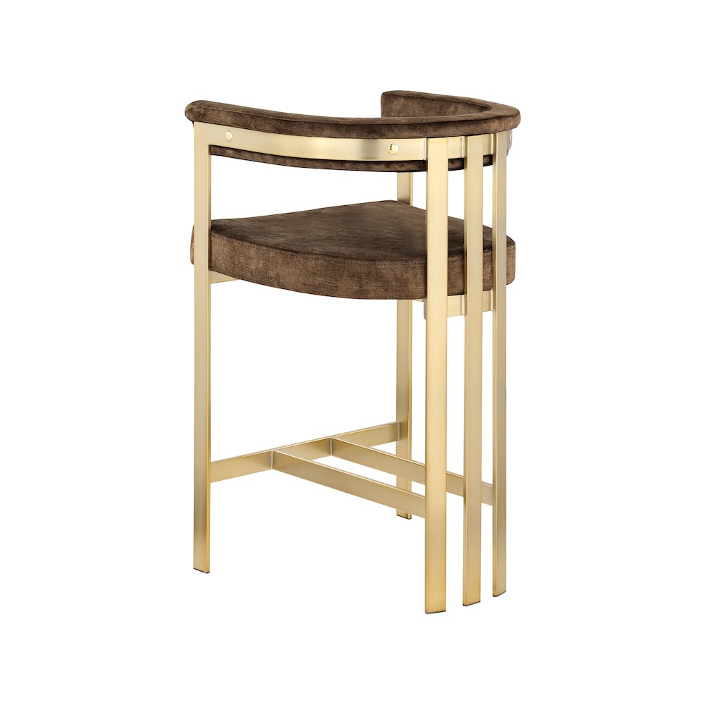 Marcello Brown Velvet Counter Stool, Set of 2
